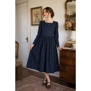 Laura Ashley Hungary Corduroy Prairie Dress Floral Cottagecore Vintage Gunne Sax